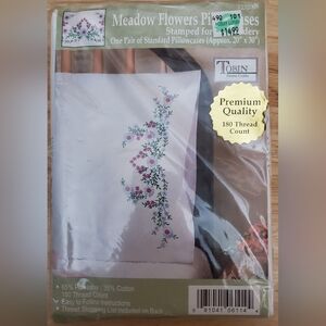 Tobin Home Crafts Meadow Flowers Embroidery Pillowcases